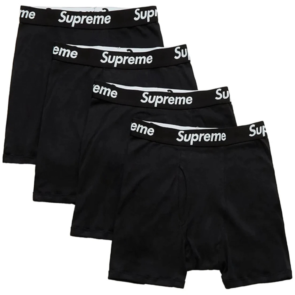 Supreme Hanes Boxer Briefs Black New Authentic Underwear Logo Waistband NEW XL